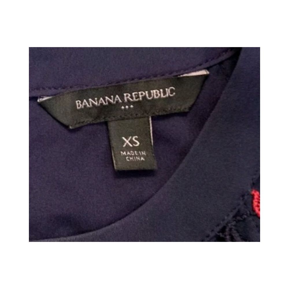 Banana Republic Sleeveless Navy Blue Red‎ Lace Flowers Womens Size XS - Picture 2 of 6